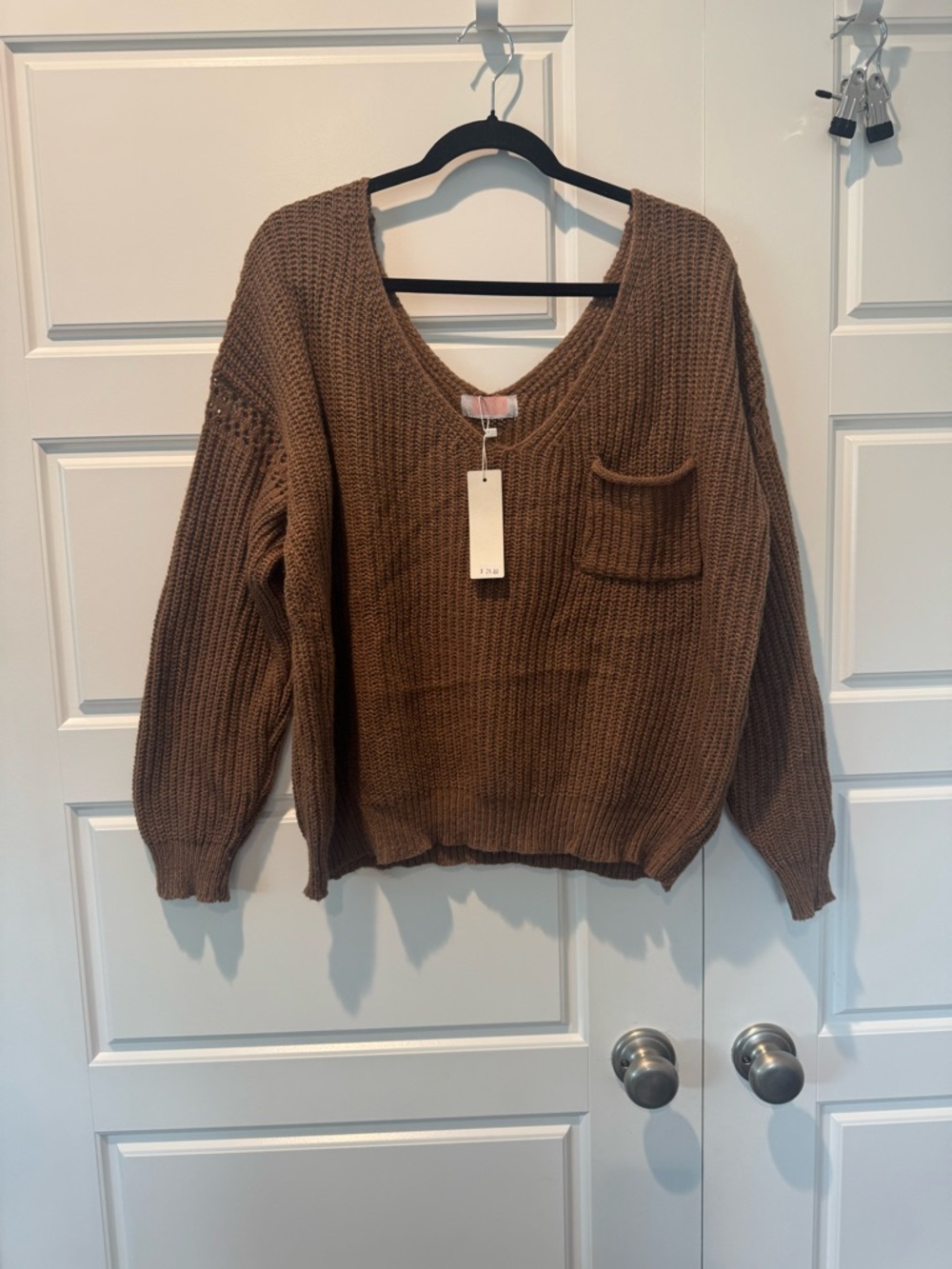 NWT C+D+M Brown Oversized Knit Pullover Sweater Womens Size XLarge Causal Layers